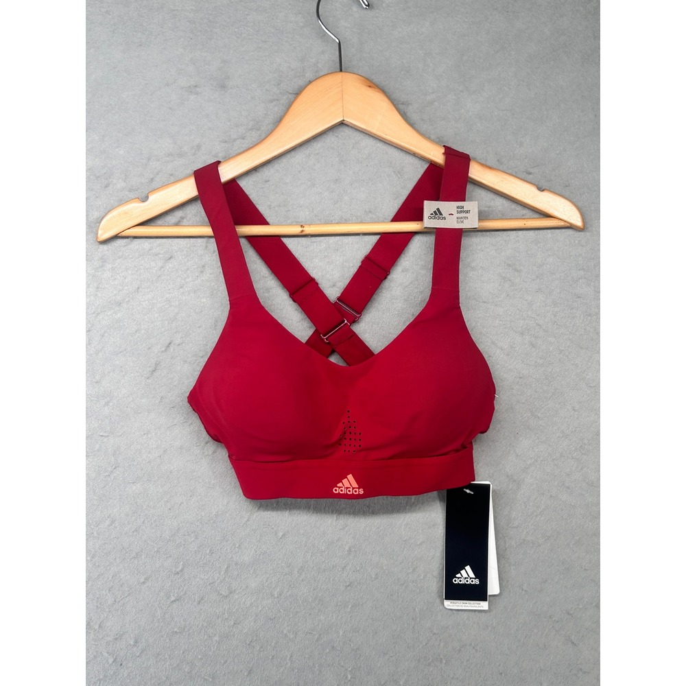 Adidas High Support Sports Bra Red Adjustable Crossback 30C NEW